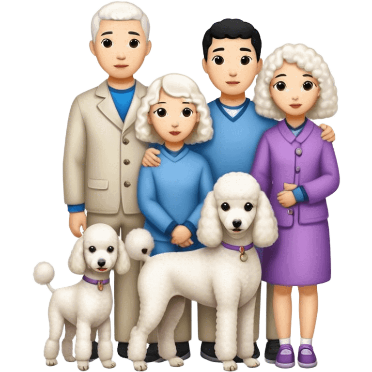 Asian Four Family and a white standard poodle emoji