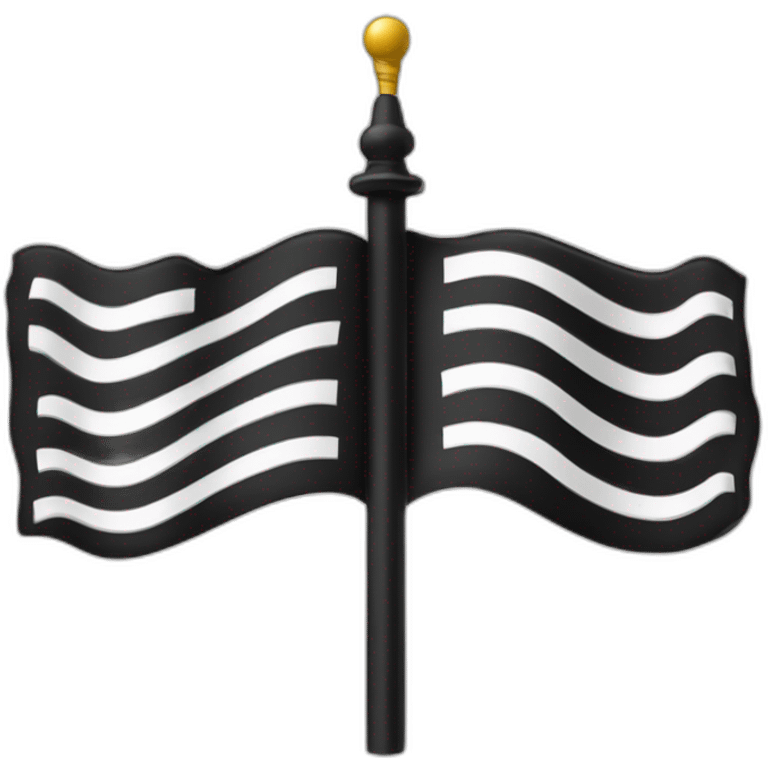 drapeau à bandes noir et blanche avec des hermines dans le coin supérieur gauche emoji