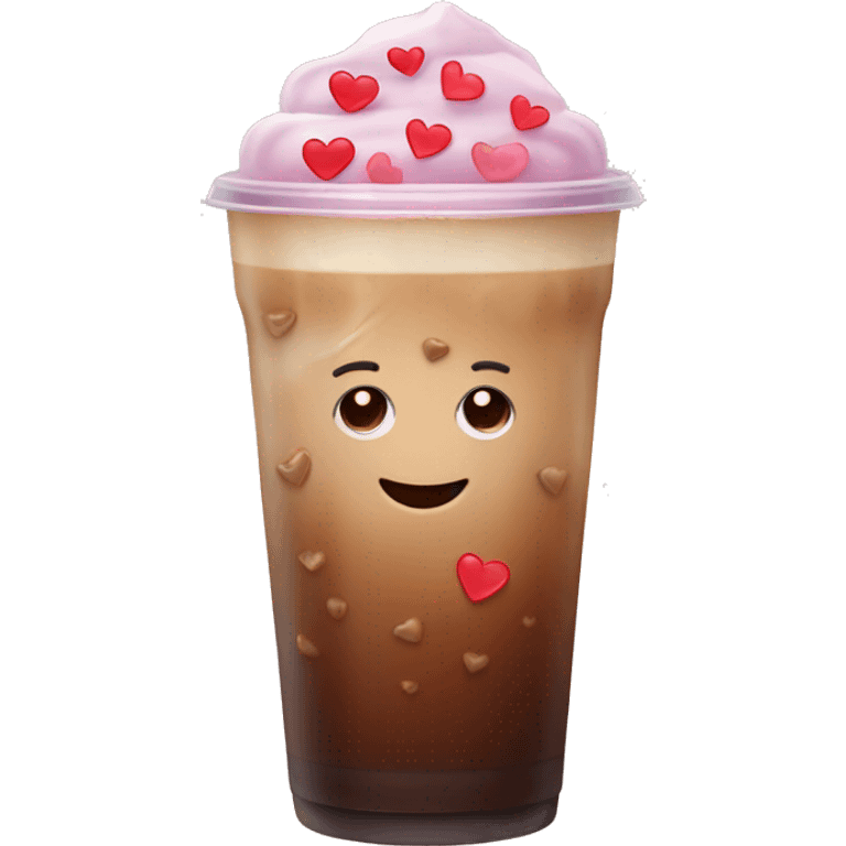 Ice coffee with hearts emoji