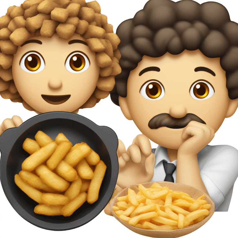 prato de comida de arroz, feijão, bife, batata frita e ovo frito emoji