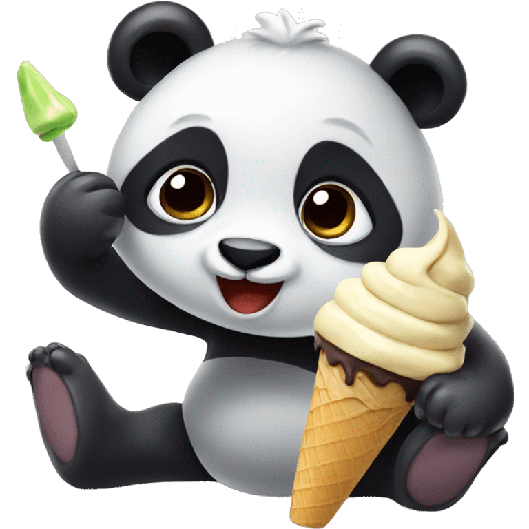 Panda eating ice cream emoji