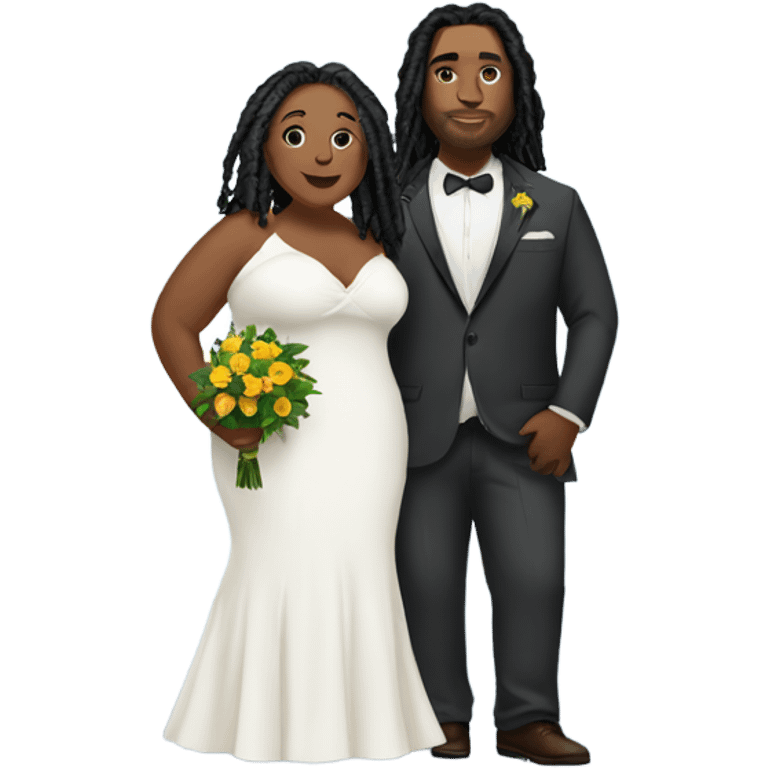 Plus size couple with locs wedding full body emoji