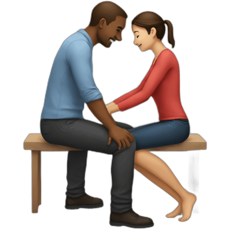 Man on knee facing  woman emoji