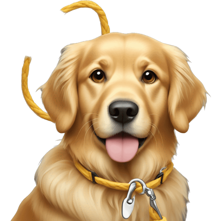 golden retriever holding a leash  emoji