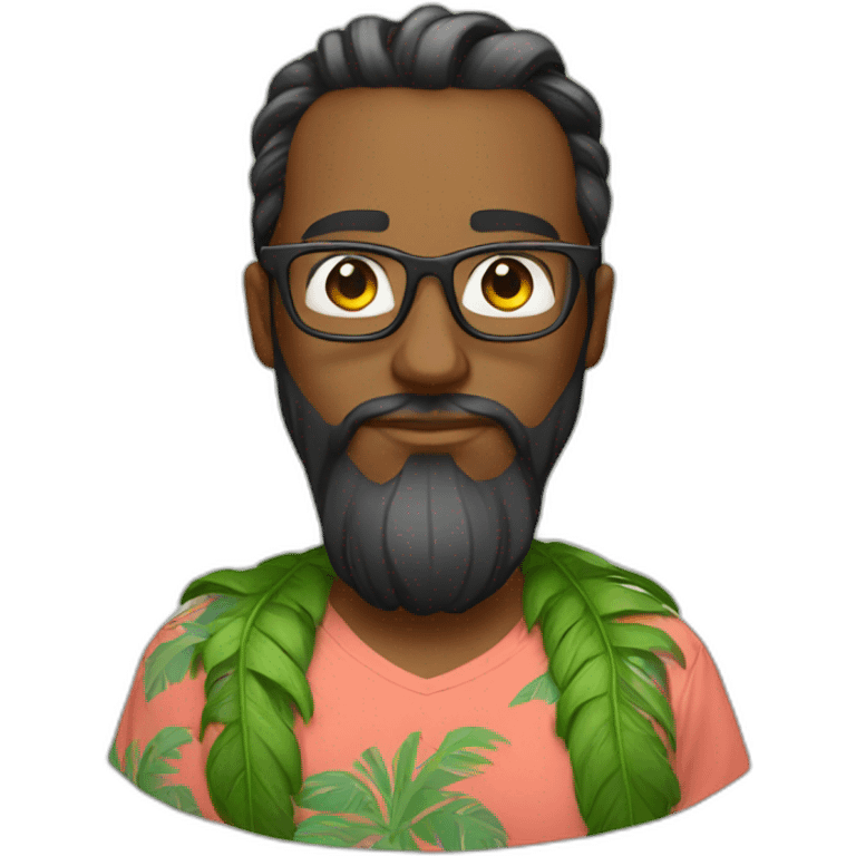 Backend developer with man bun glasses and Hawaiian t-shirt emoji