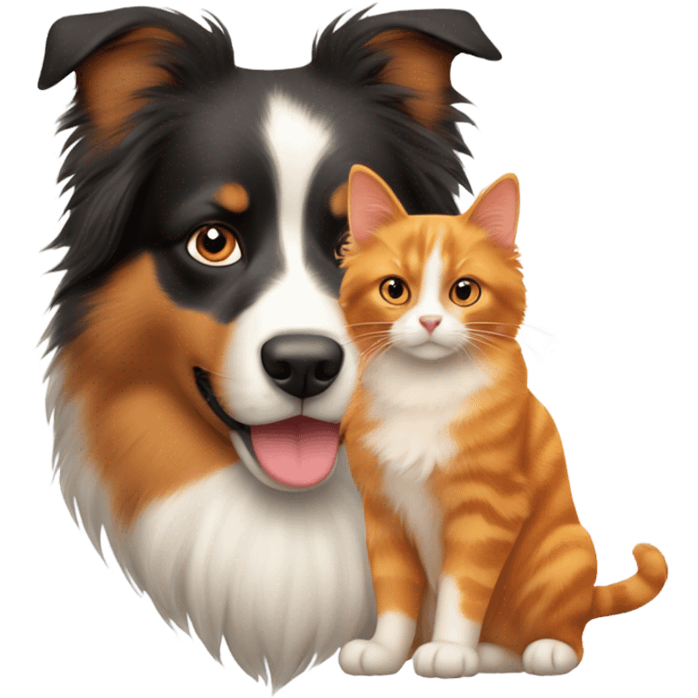 orange cat and australian shepherd  emoji