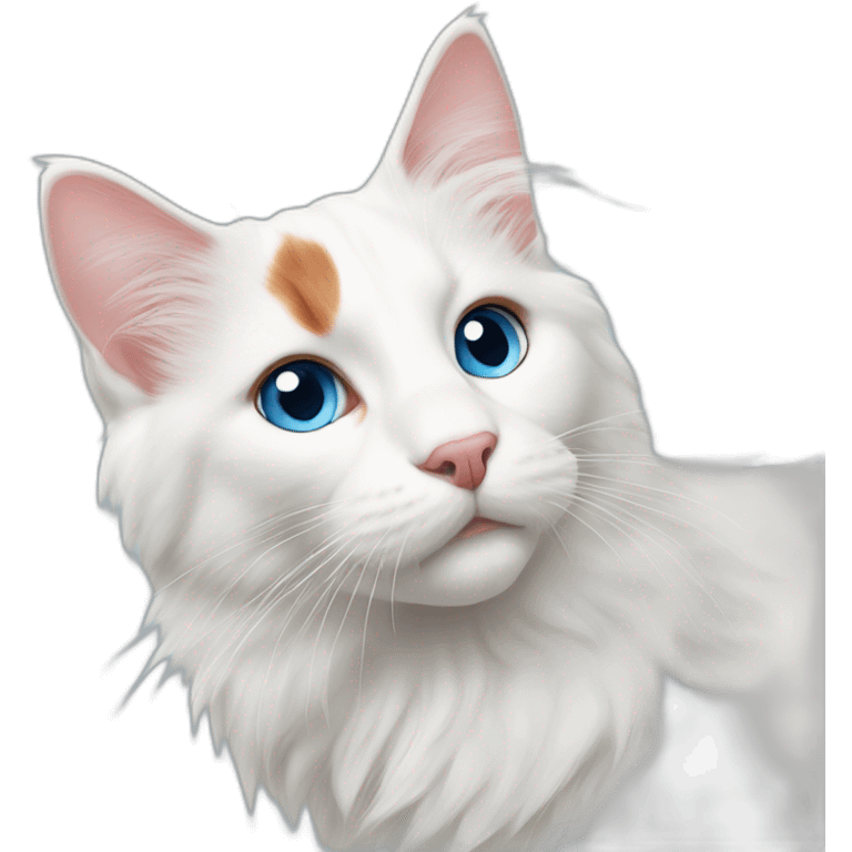 Fluffy cat turkish van blue eyes emoji