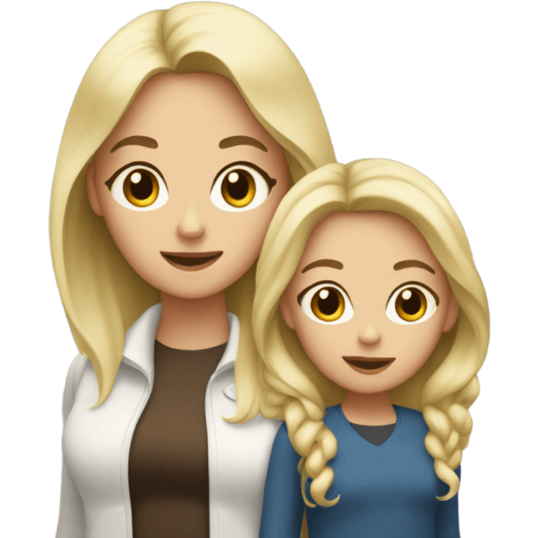 Mom with dark brown hair and daughter with blonde hair emoji