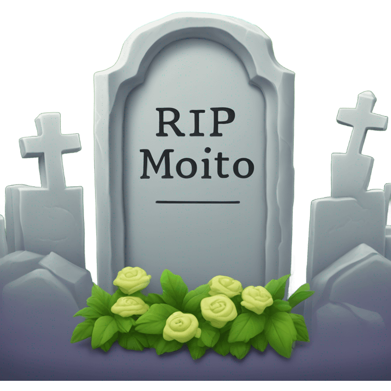 Tombstone that says “RIP Mojito Mike” emoji