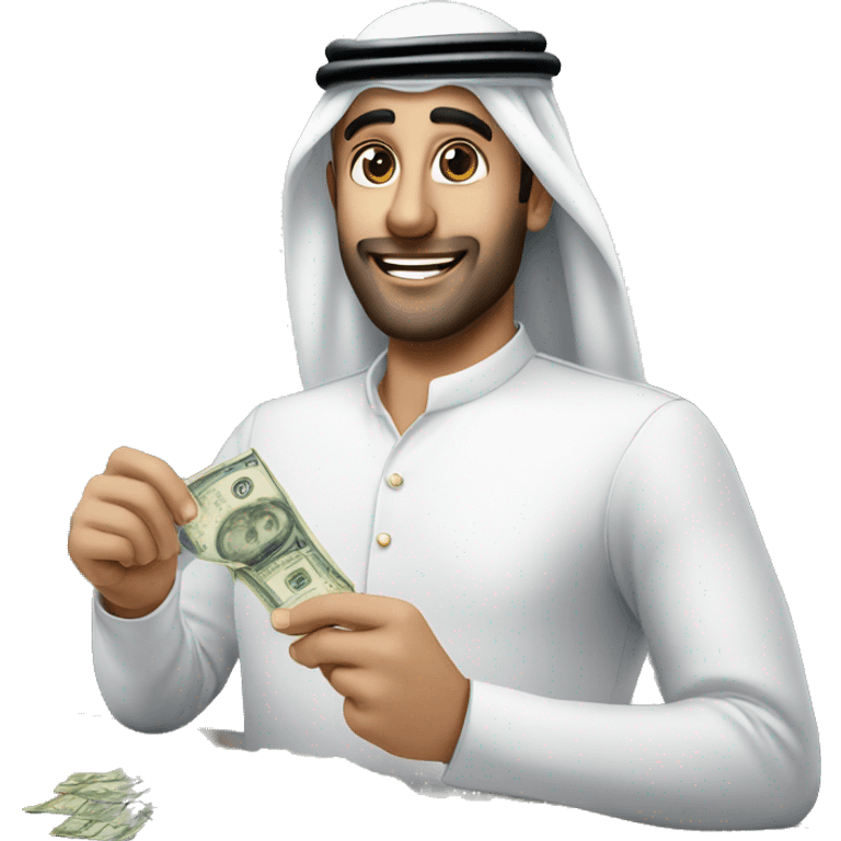 Dubai hotel tycoon hands over money emoji