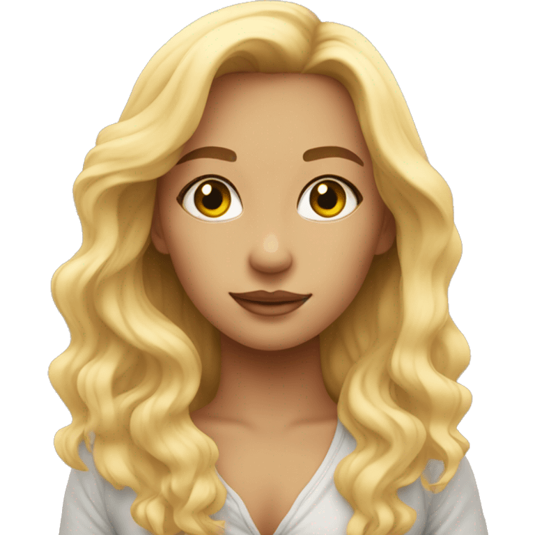 blonde girl by ocean sunset emoji