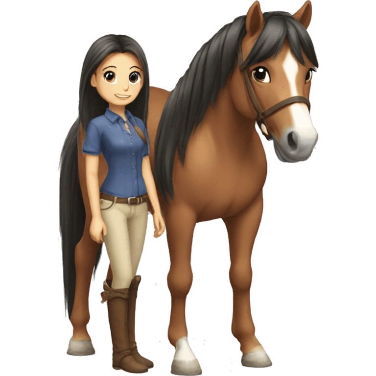 poney tail girl and horse emoji