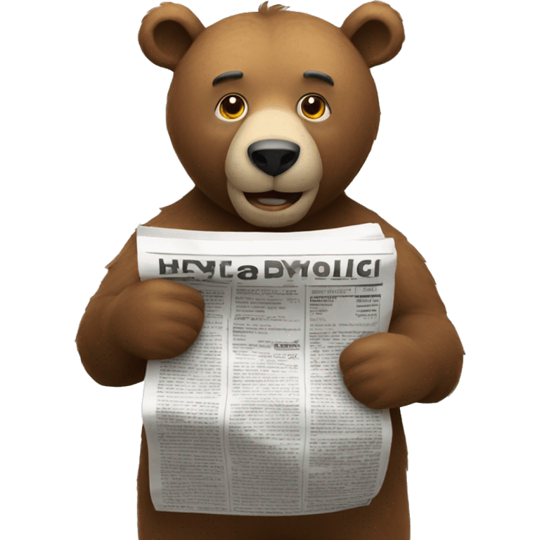  bear holding a roll of newspaper on hand emoji