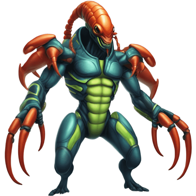 a alien male humman hybrid lobster alien military emoji