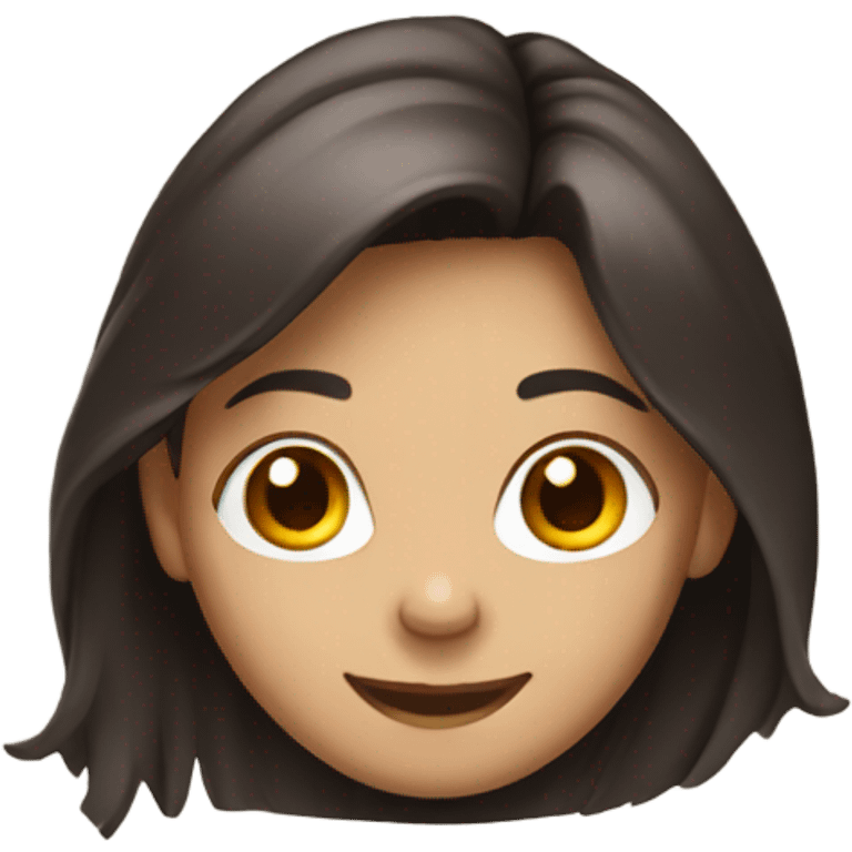 smiling girl with long dark brown hair emoji