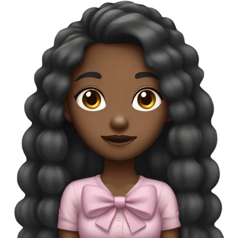 cute black girl with cute long hair and a bow emoji