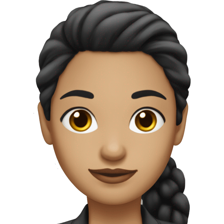 latina woman executive black hair pony tail black eyes emoji