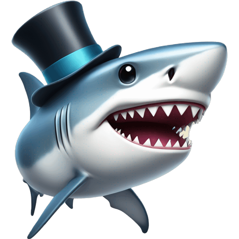 Shark with a top hat emoji