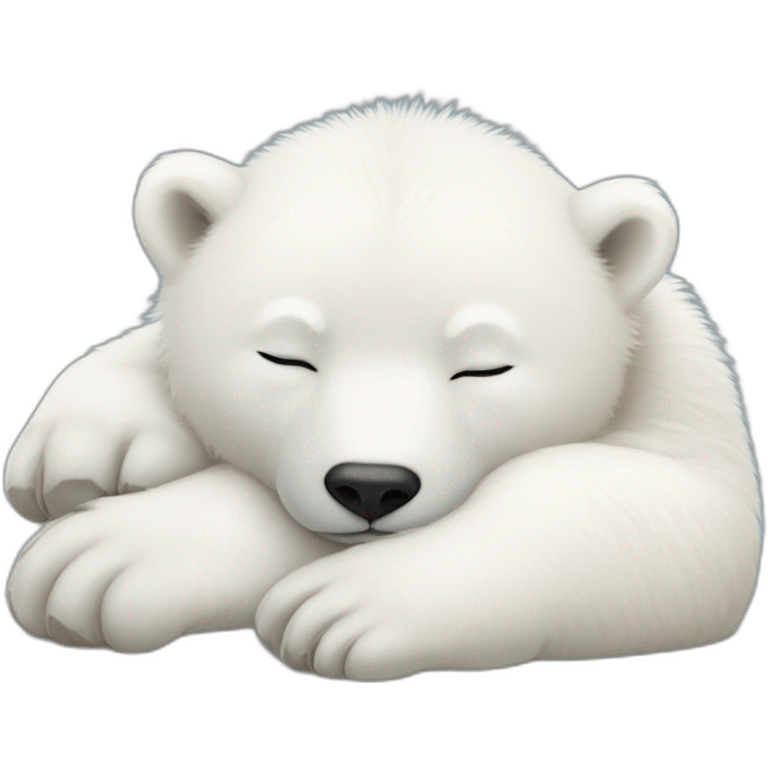 Baby polar bear sleeping nose point rightlandscape emoji