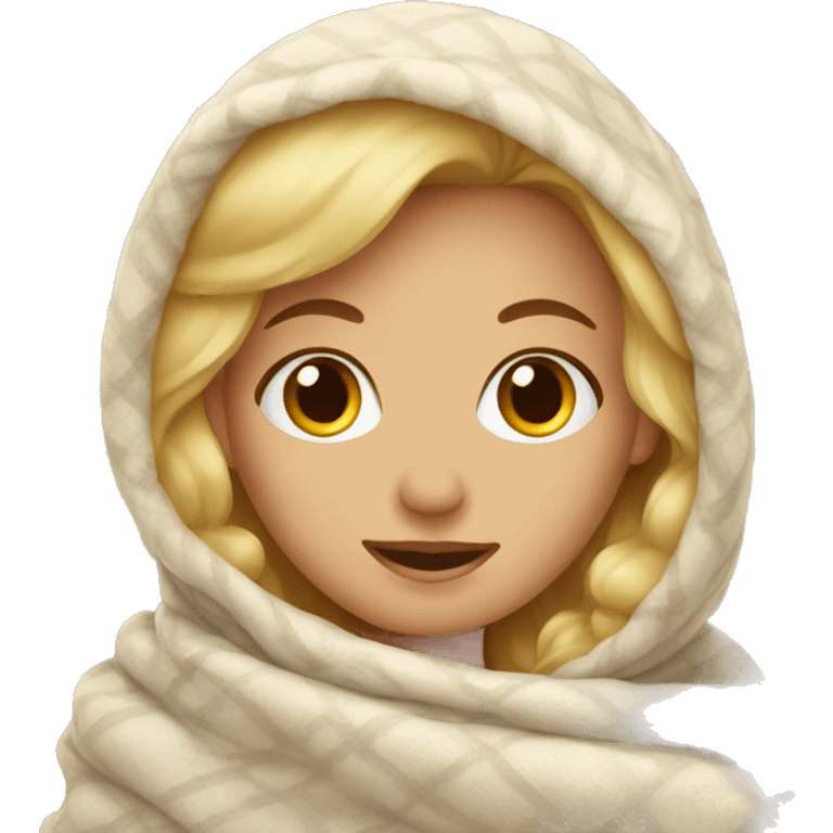 Blonde Girl in cozy blanket emoji