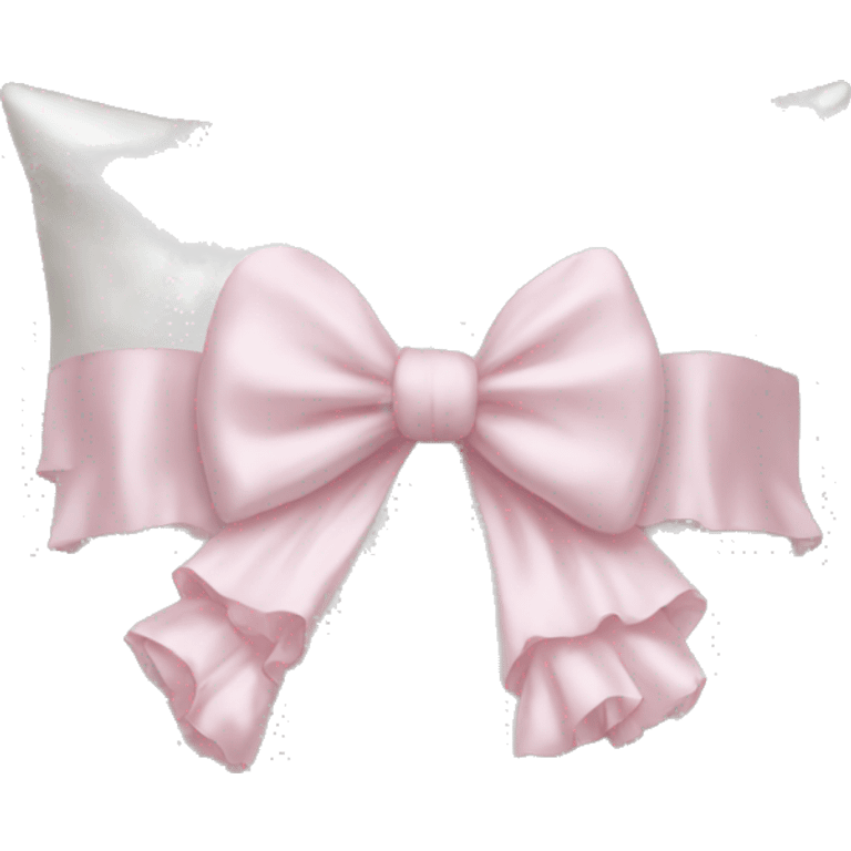 White silk pillow with ruffles and light pink bow in middle emoji