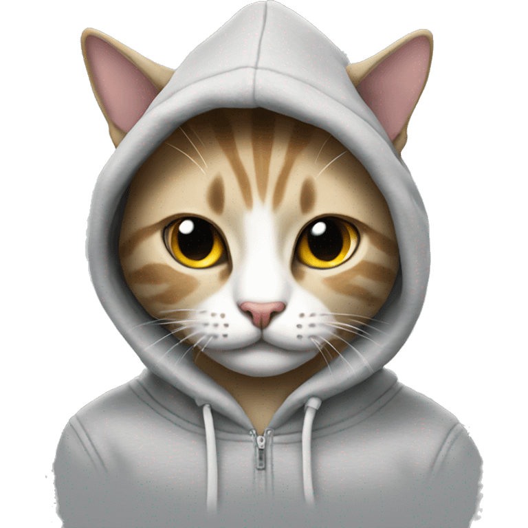 Cat wearing a skeloton hoodie  emoji