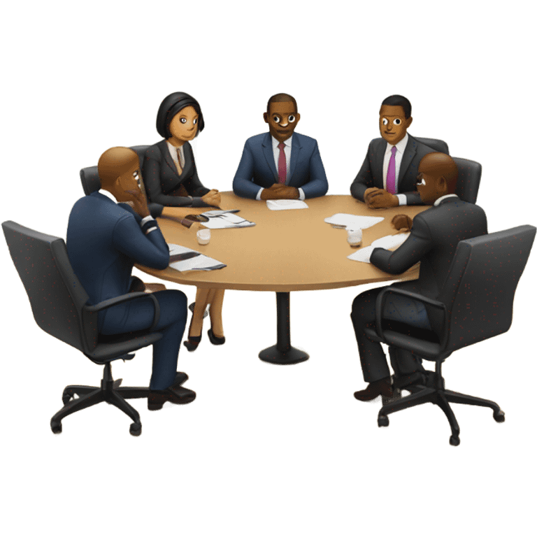 5 people business meeting sitting at a table emoji