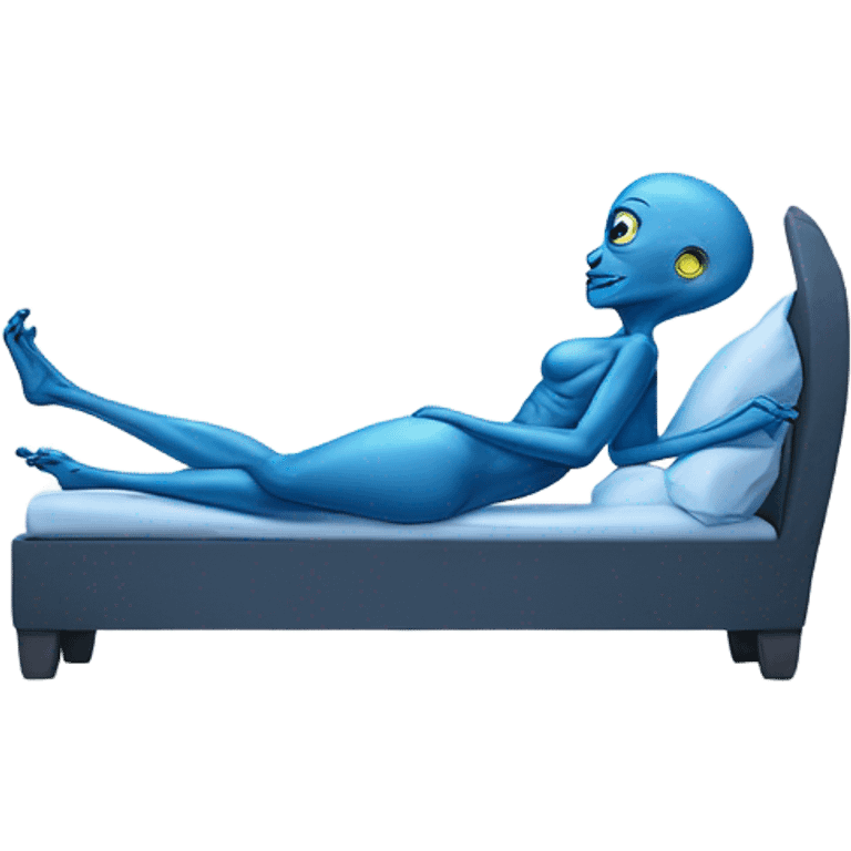 Blue alien woman laying on the bed emoji