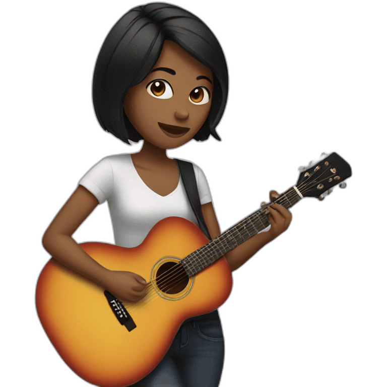 woman with black short hair playing a guitar emoji