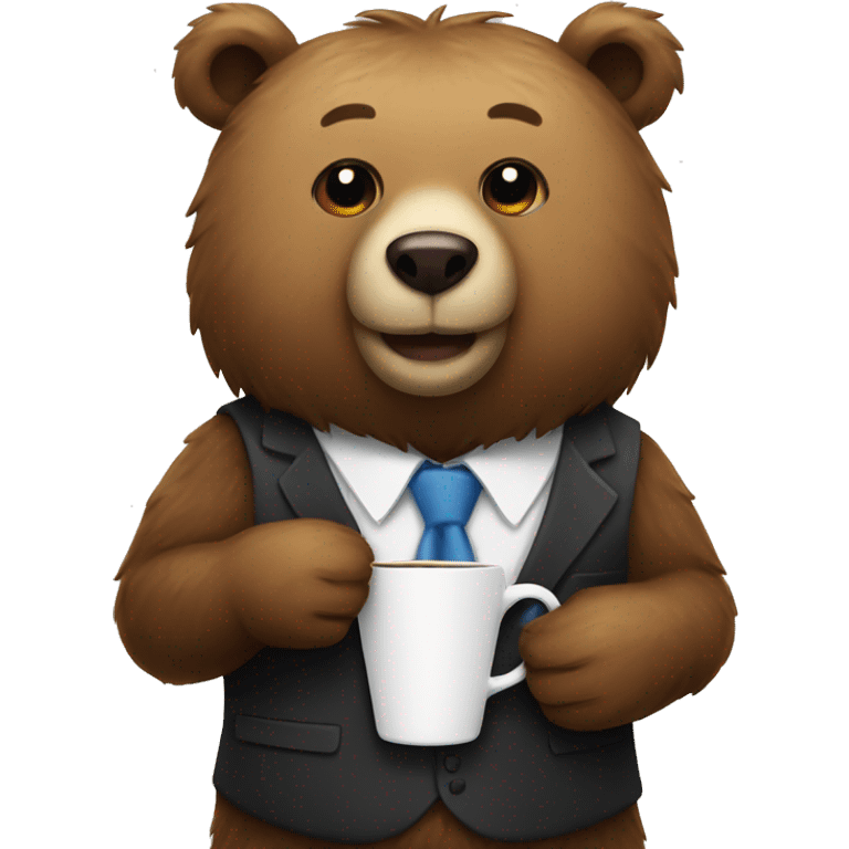 bear in a tie with a cup of coffee emoji