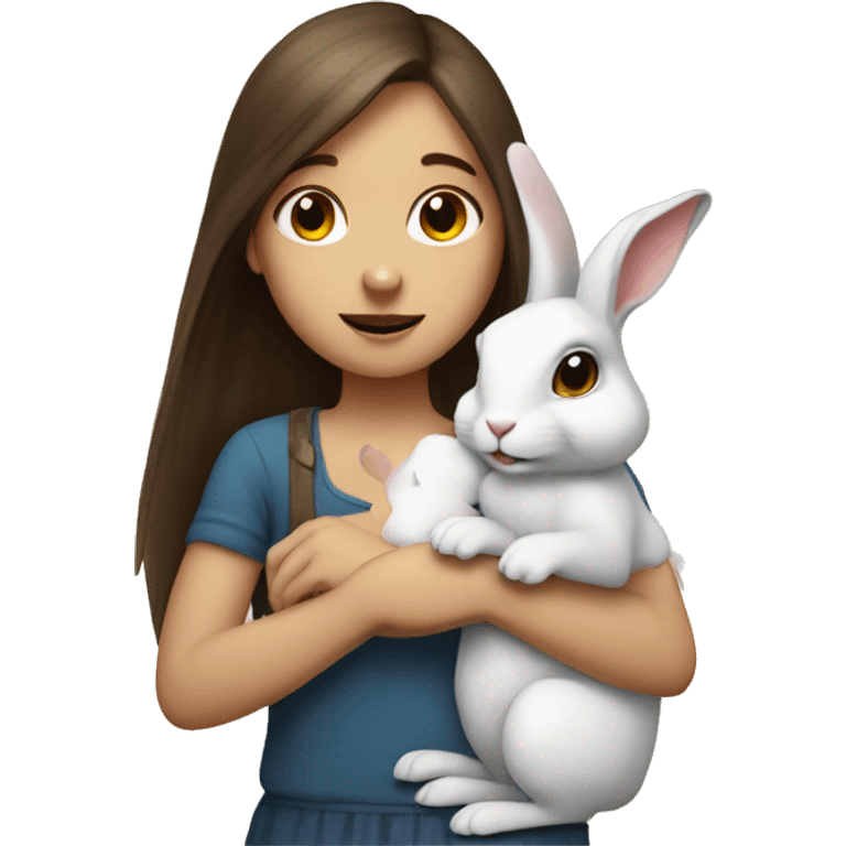 а rabbit holding a hazelnut with a white skin brunnete girl emoji