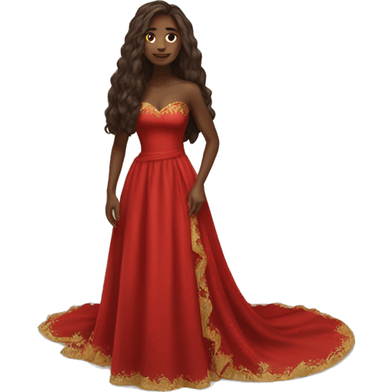 woman brown skin long hair red holiday gown full body  emoji