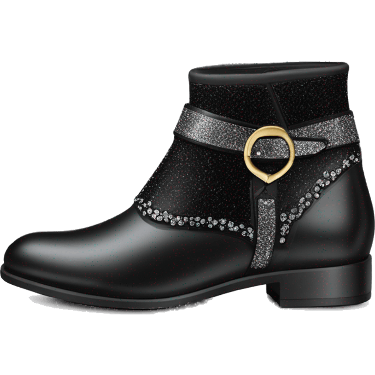 Zwei schwarze Leder Reitstiefel mit Glitzer Rand oben und einer eleganten schnalle  emoji