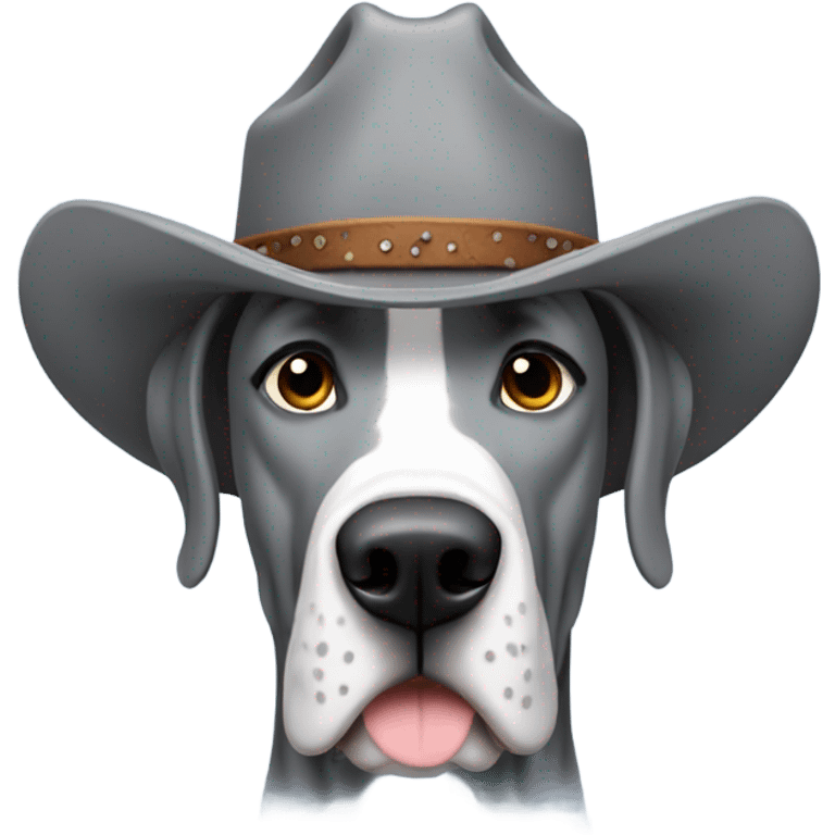 Grey Great Dane in a cowboy hat emoji