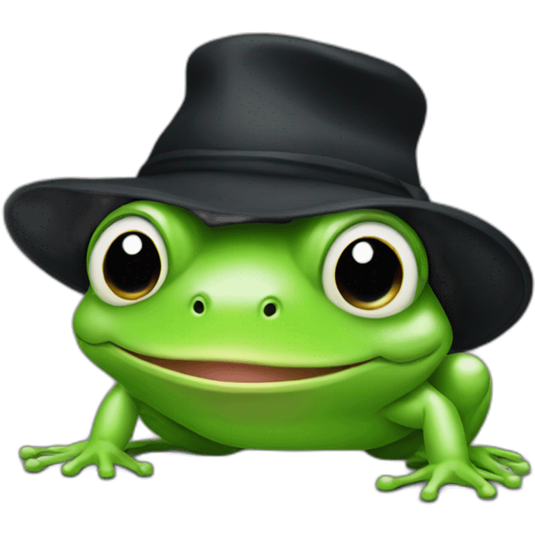 Cute Frog black cloth hat emoji