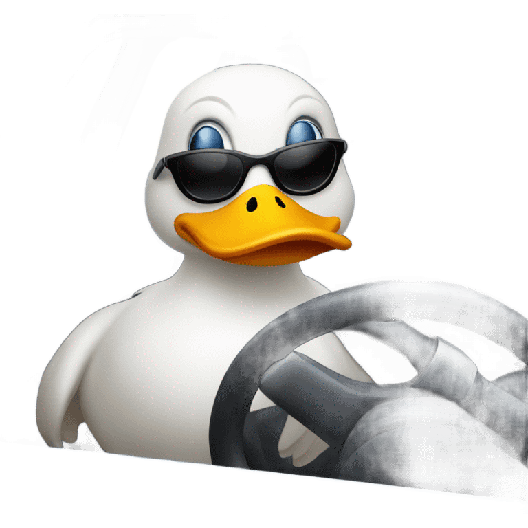 Duck riding a car emoji