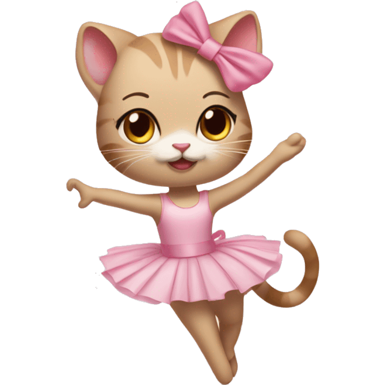 make a get cat ballerina thrilling with cute little pink ribbon on her head and with her beige mouse friend that is also wearing the same color  emoji