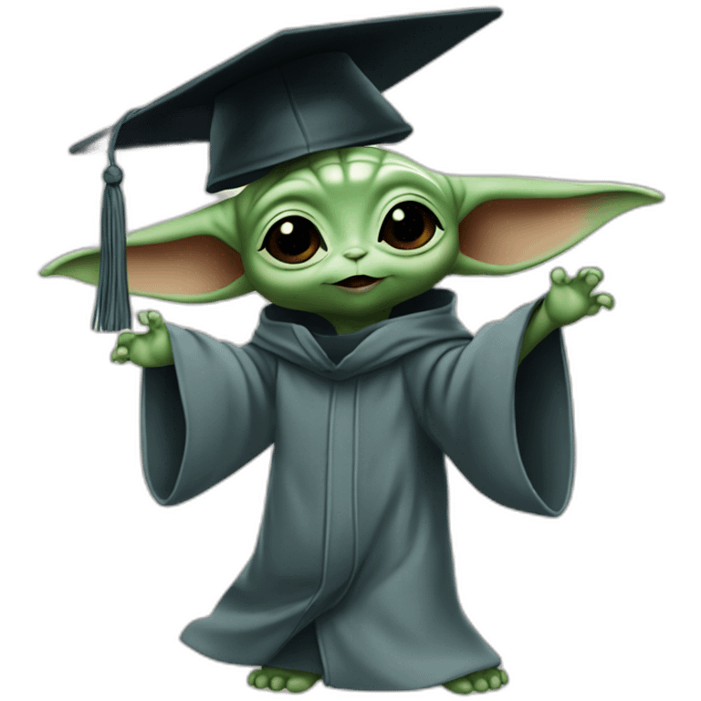 baby yoda throwing a mortarboard emoji