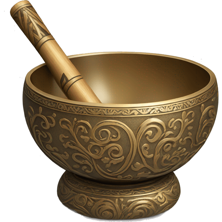 ornate Tibetan Singing bowl with stick emoji