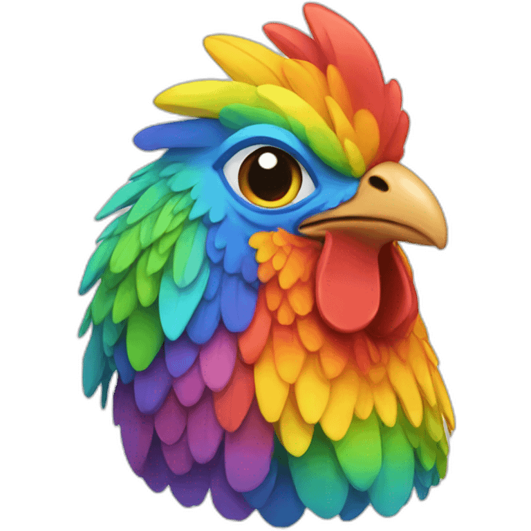 Rainbow chicken emoji