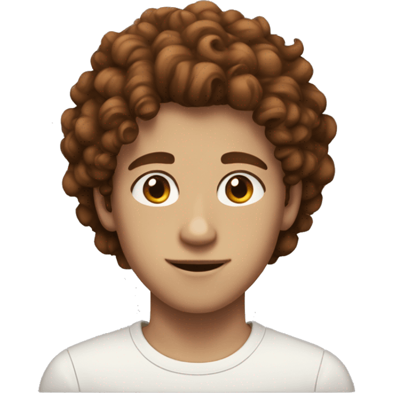 Teen boy with curly auburn hair and dark brown eyebrows and brown eyes emoji