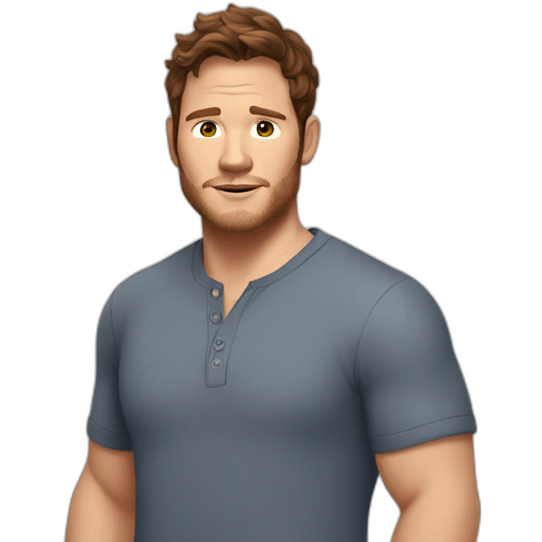 Chris Pratt brunette cartoon wearing henley emoji