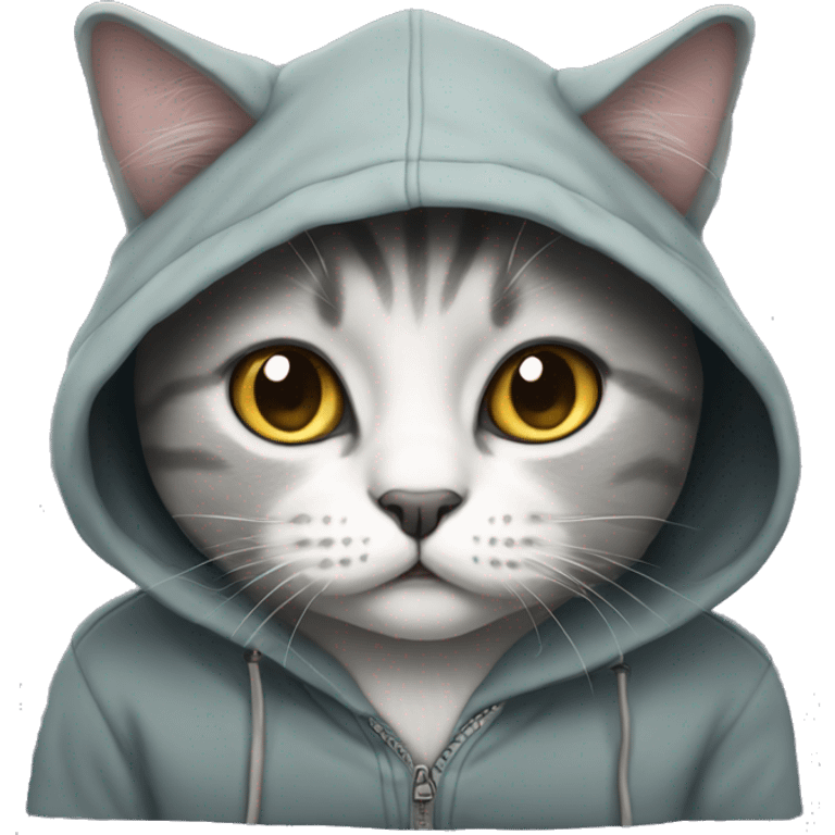 British cat wearing hoodie emoji