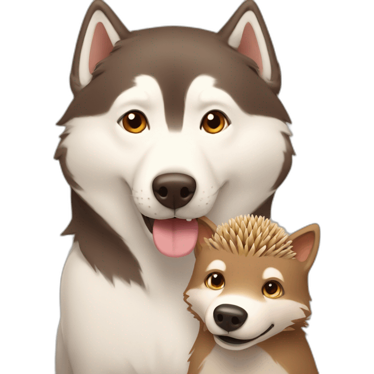 Brown husky with small hedgehog emoji