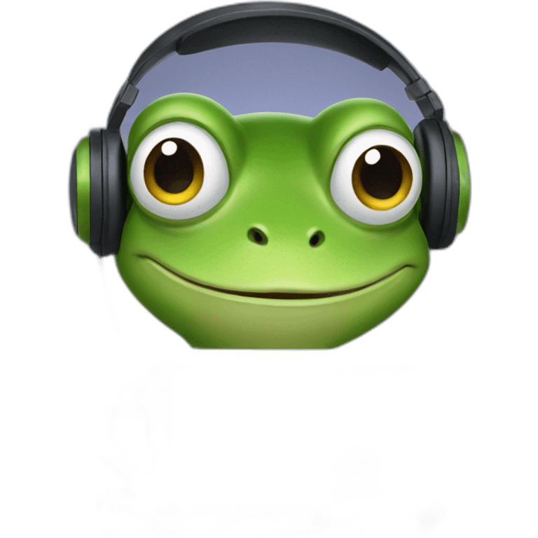 frog holding laptop whit headphones emoji