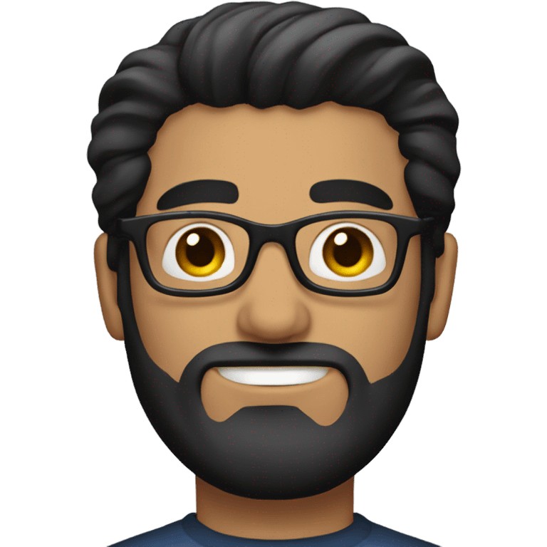 Man with black hair that is slicked back, with glasses and beard  emoji