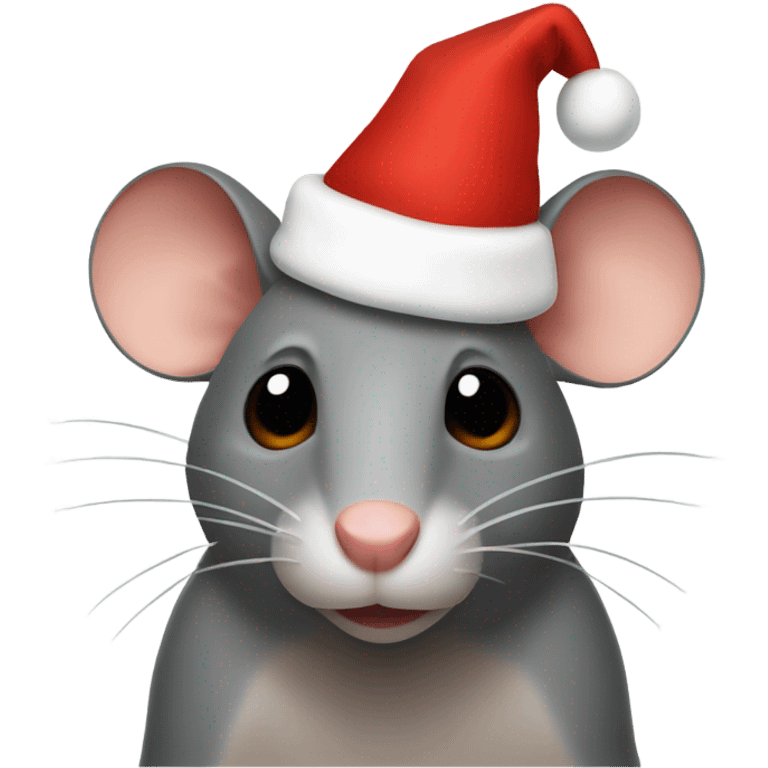 Rat wearing Christmas hat emoji