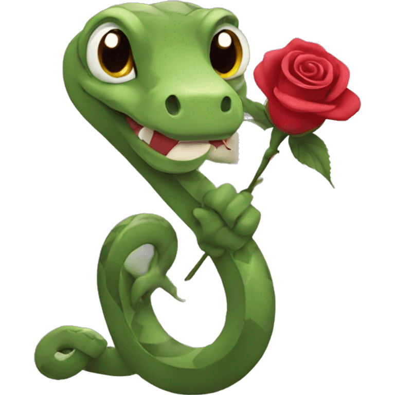 Snake holding a rose emoji