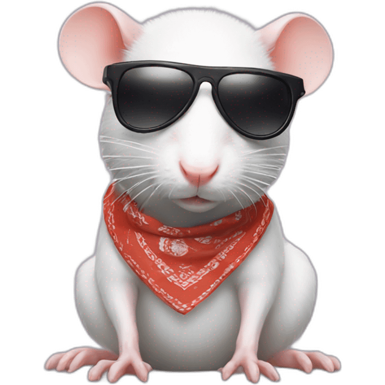 white rat in a bandana on a head and sunglasses emoji