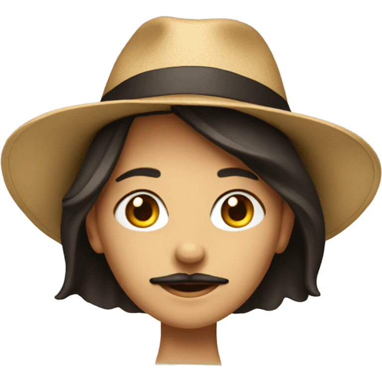 Brunette girl with moustache and hat emoji